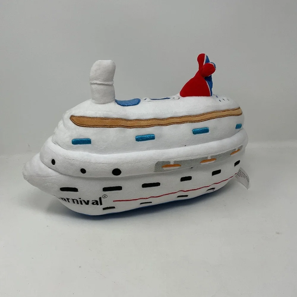 Carnival Cruise Line Plush Toy Ship Souvenir White Red Blue 12 Inch
